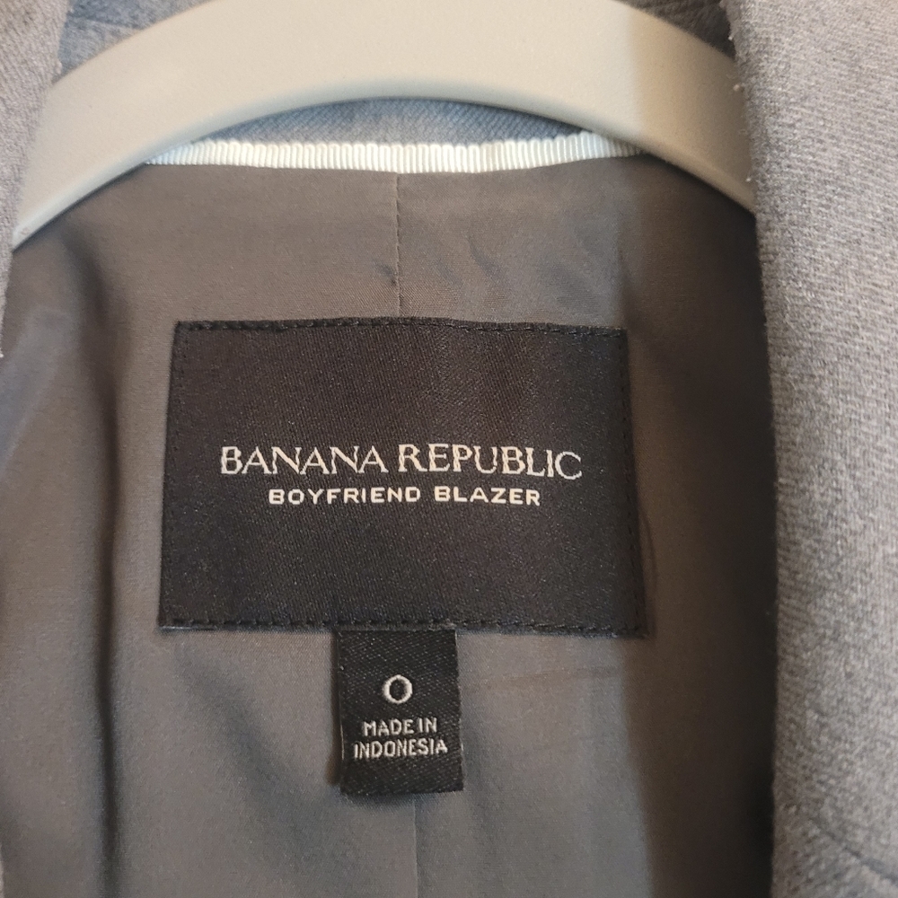 Banana Republic Boyfriend Fit Long Lean Gray Work Career Blazer Size 0 - Picture 9 of 9